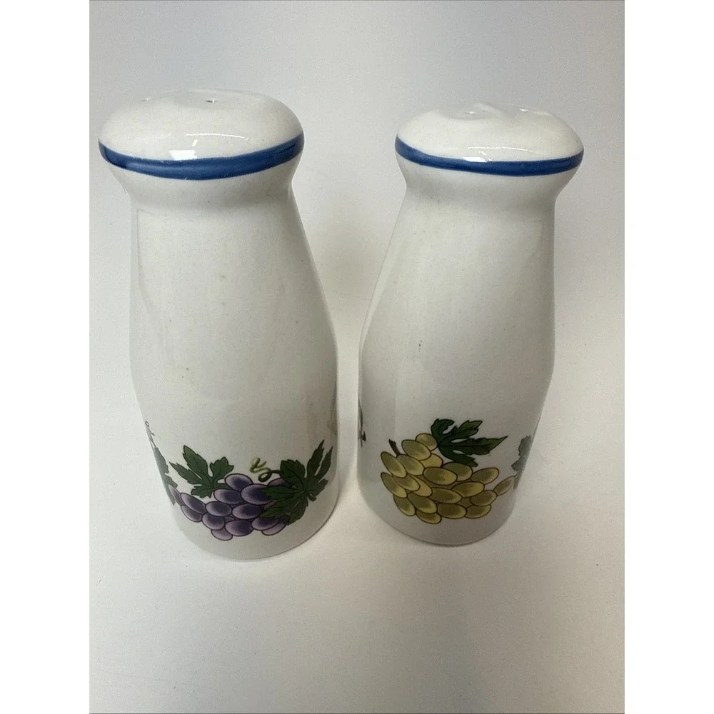 Tabletops Unlimited Stoneware Essence Salt &‎ Pepper Shakers Fruit Design